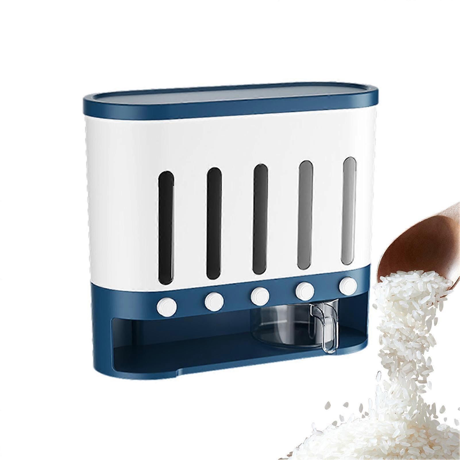 Grain Storage Container 5-Grid Dry Food Dispenser for Rice, Oats, and Cereals, BPA-Free Plastic, 2.5L Capacity