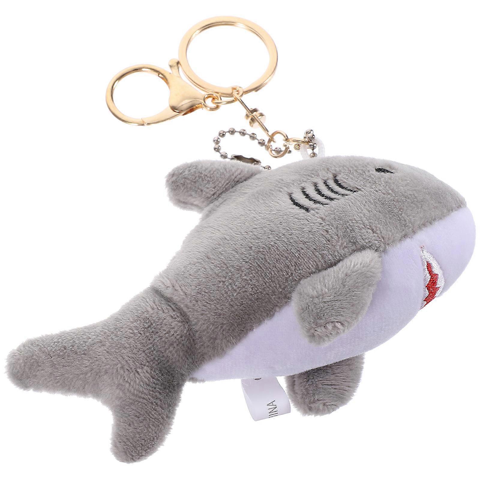 Plush Keychain 3Pcs Grey Key Pendant with Stitching for Decor