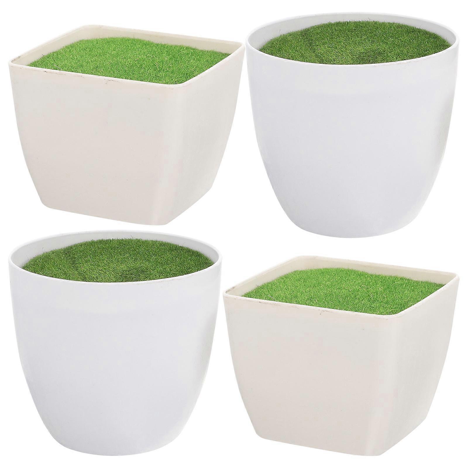 Plastic Fake Flowerpot 4Pcs Assorted Color Miniature Planter for Display Decor