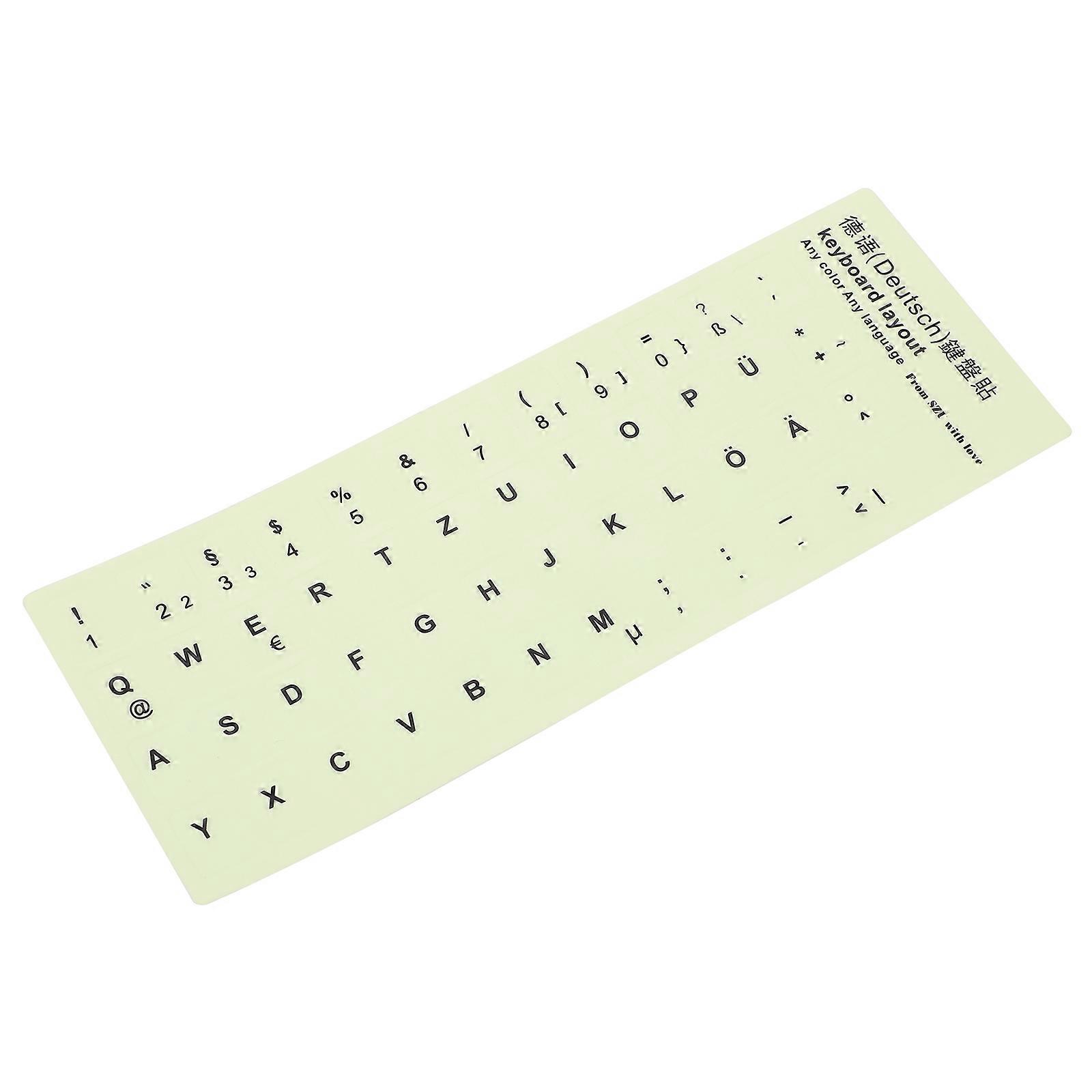 Glow In The Dark Keyboard Stickers 2Pack German Keyboard Replacement For Home Office School Keyboard 18X6.5cm Easy Installation