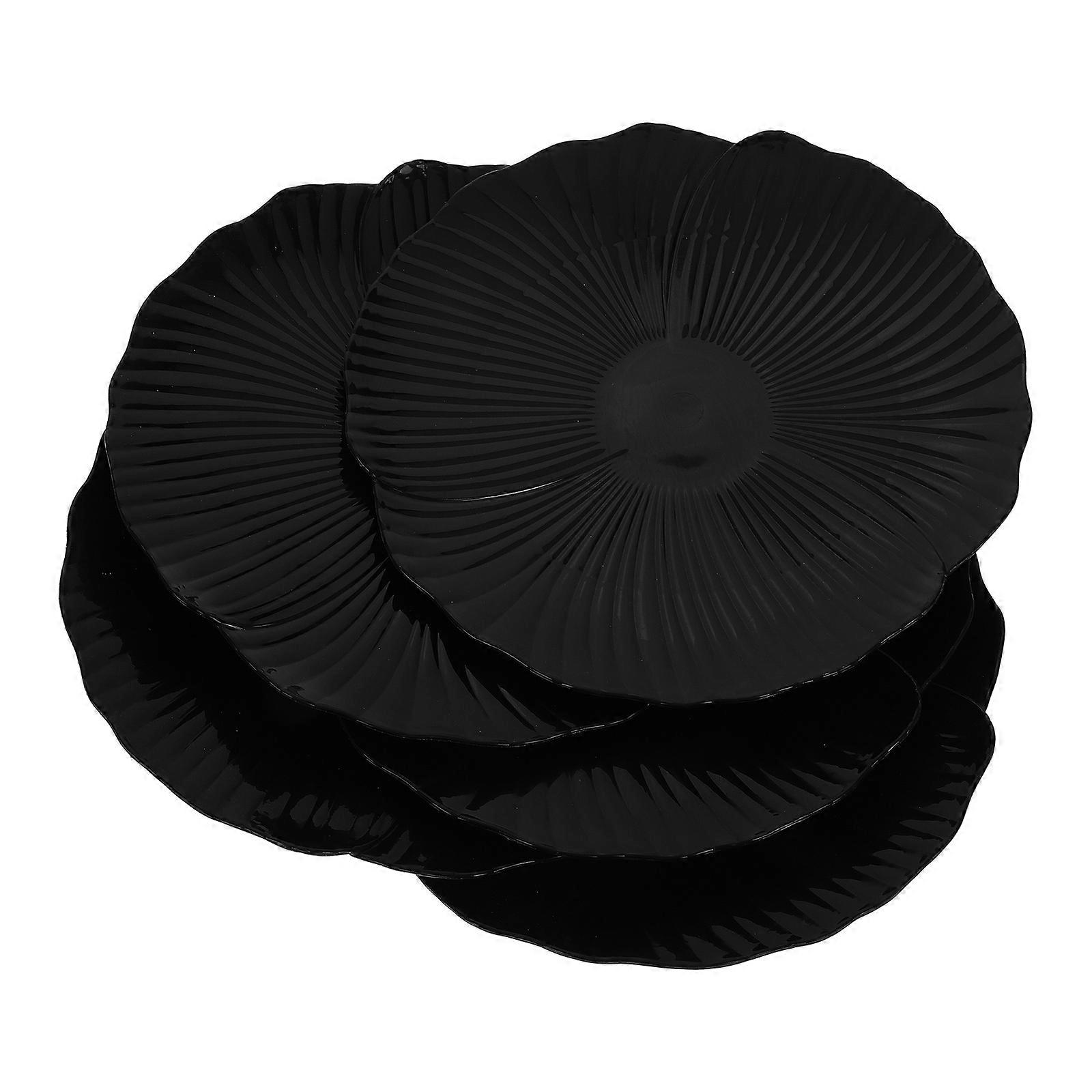 Black Petal-Shaped Plate Set for Home Use 15Pcs Unbreakable Dinnerware