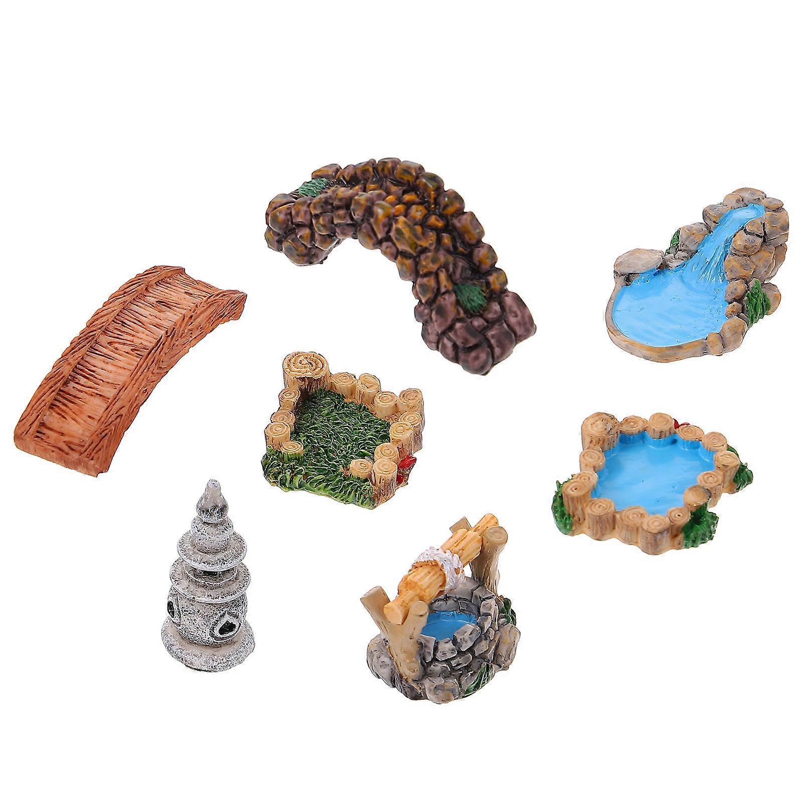 Resin Bridge Miniature Decor for Decoration 14Pcs Assorted