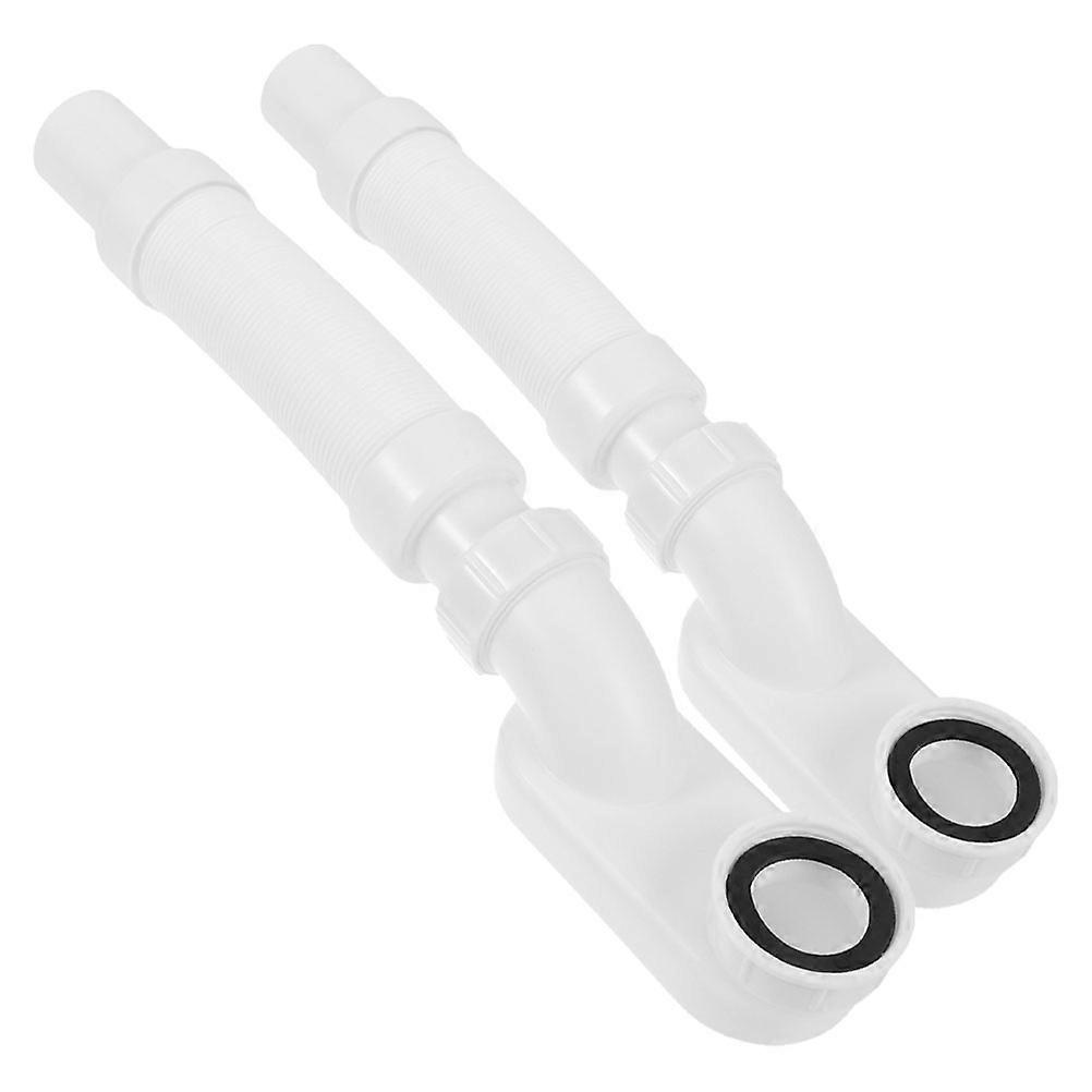 Drainage Pipe Bathtub Drain Flexible Plastic Tubes with Adjustable Thread 4Pcs