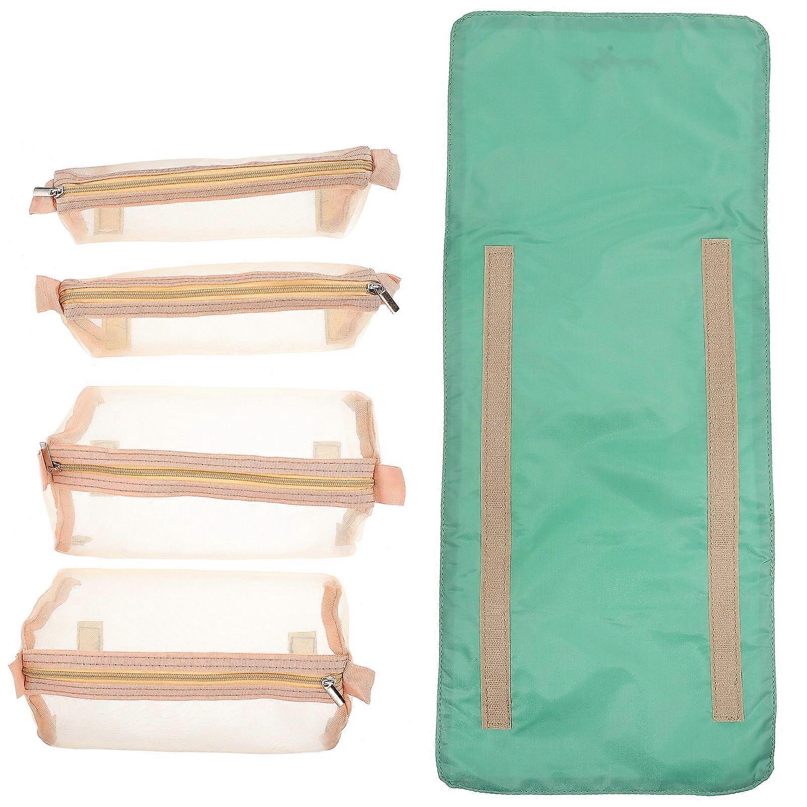 Roll Up Makeup Bag 4 in 1 Cosmetic Storage Bag for 6Pcs Portable Use