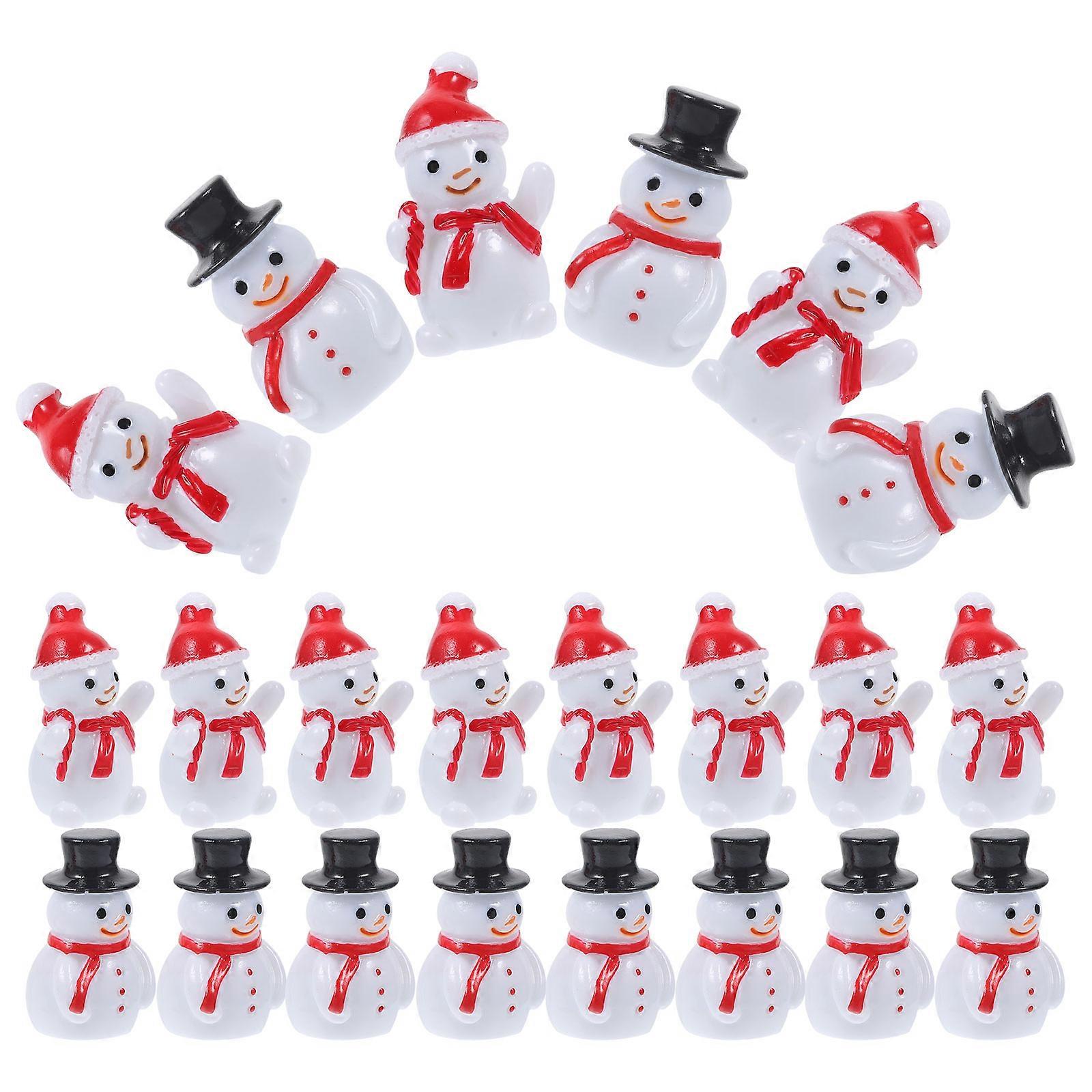 Tiny Figurines Miniature Snowman Sculpture Christmas Party DIY Enthusiasts Assorted Color 2.70X1.60X1.50CM Ornaments 40Pcs