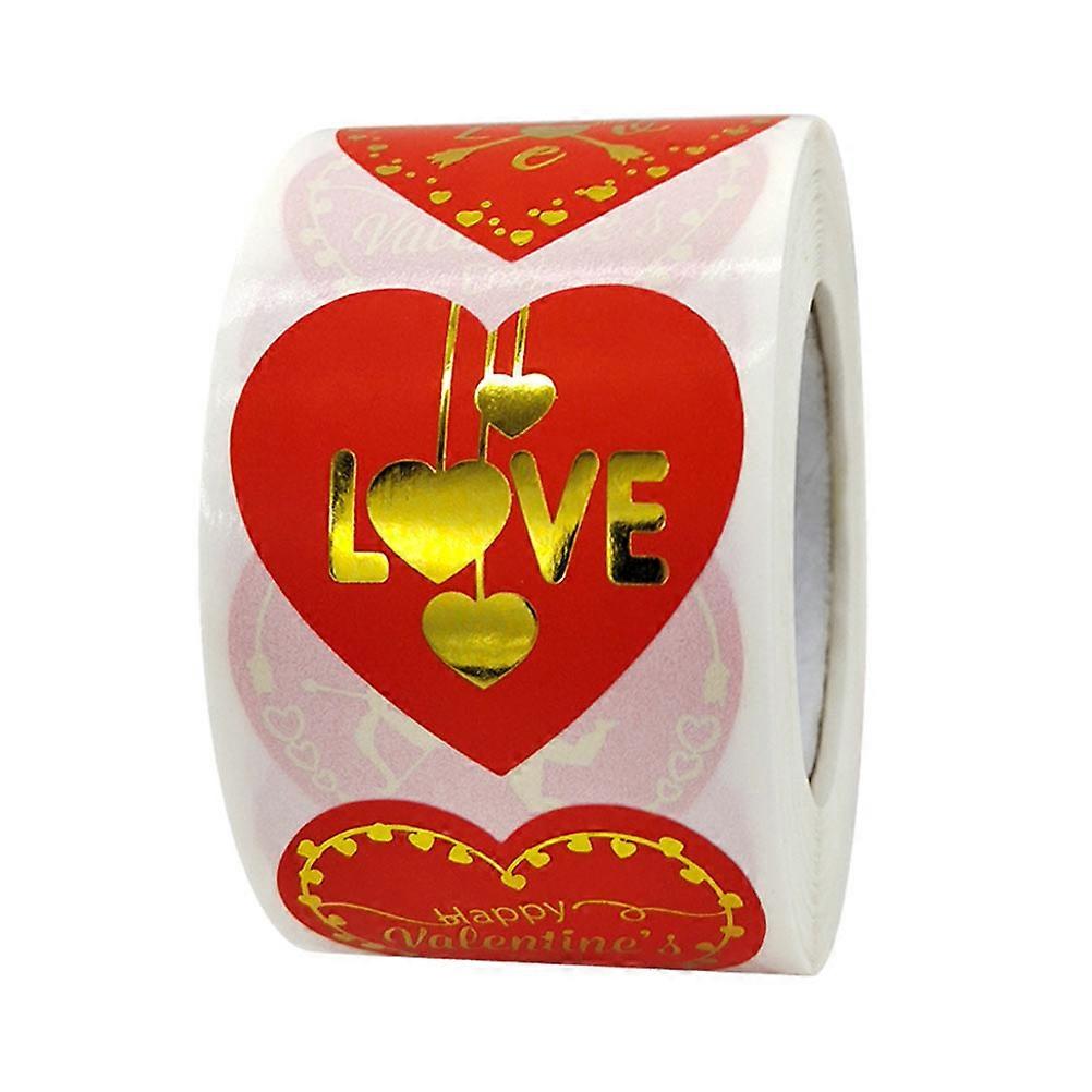 Self-Adhesive Labels for Decor 2 Rolls Red Heart Shaped Valentine's Day Sticker