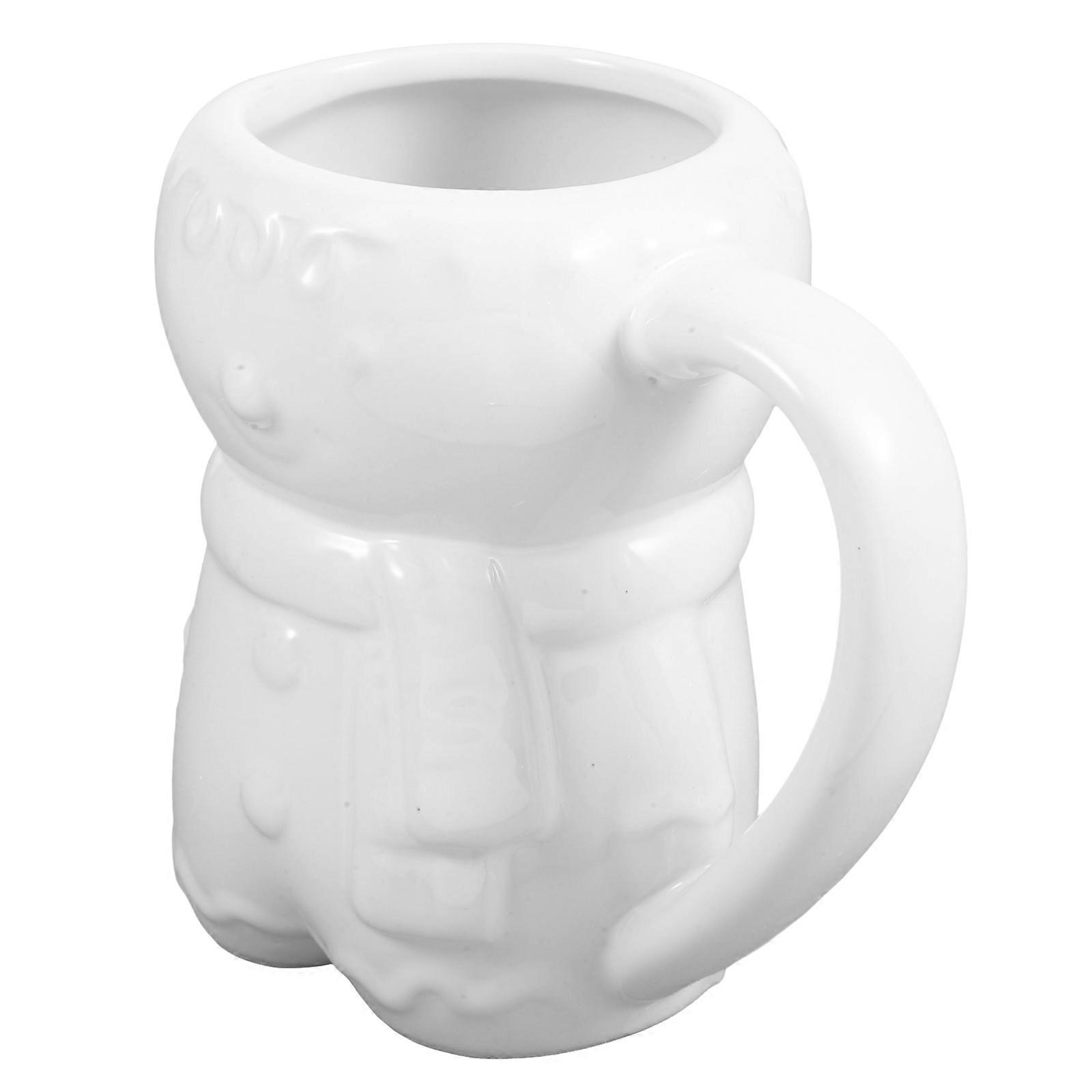 White Ceramic Tea Mug Gingerbread Man Coffee Cup for Home 3Pcs
