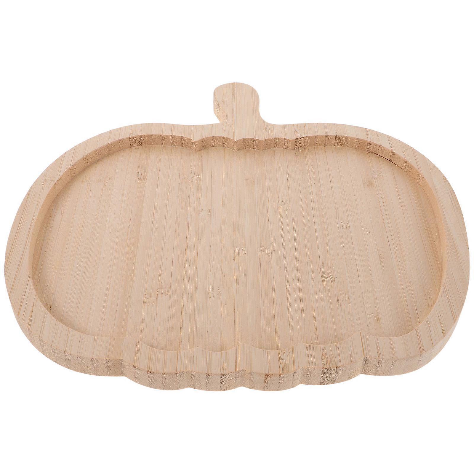 3Pcs Pumpkin Shaped Wooden Tray for Holiday Snack and Fruit Serving