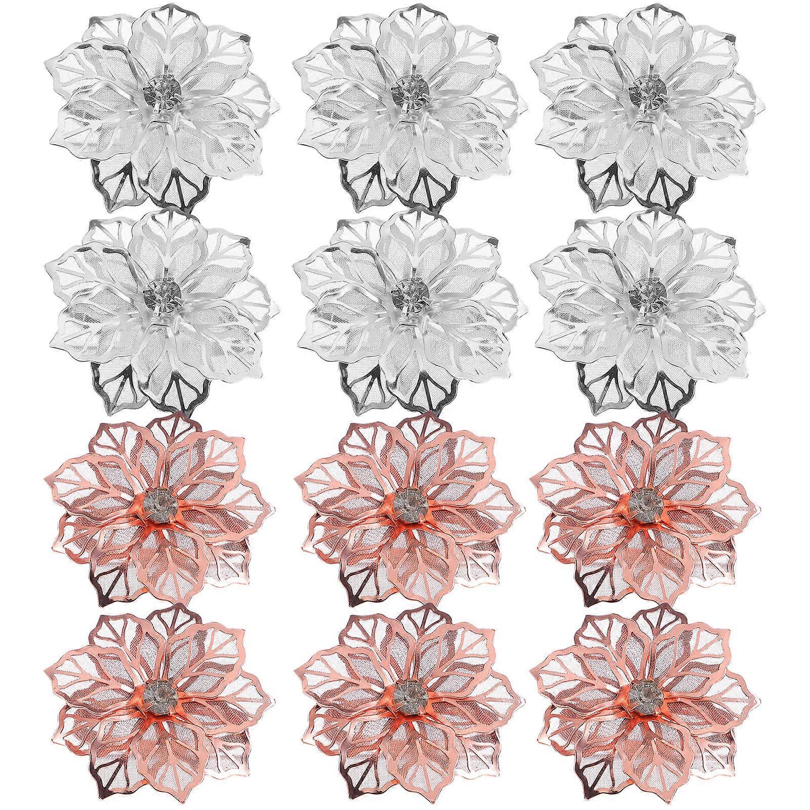 Napkin Buckles Flower Shape for Dining Table Decoration 24Pcs