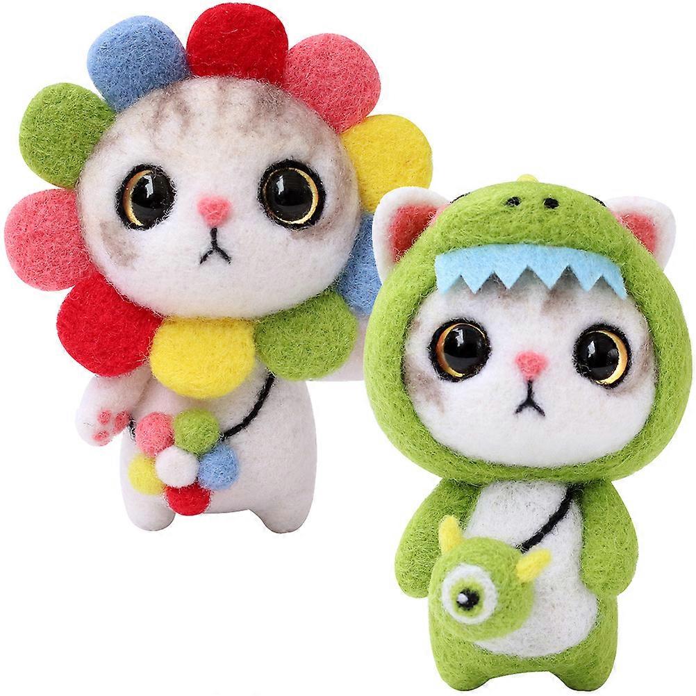 Needle Felting Kit Cartoon Cat Felting Kit for Kids 4Sets DIY Wool Set