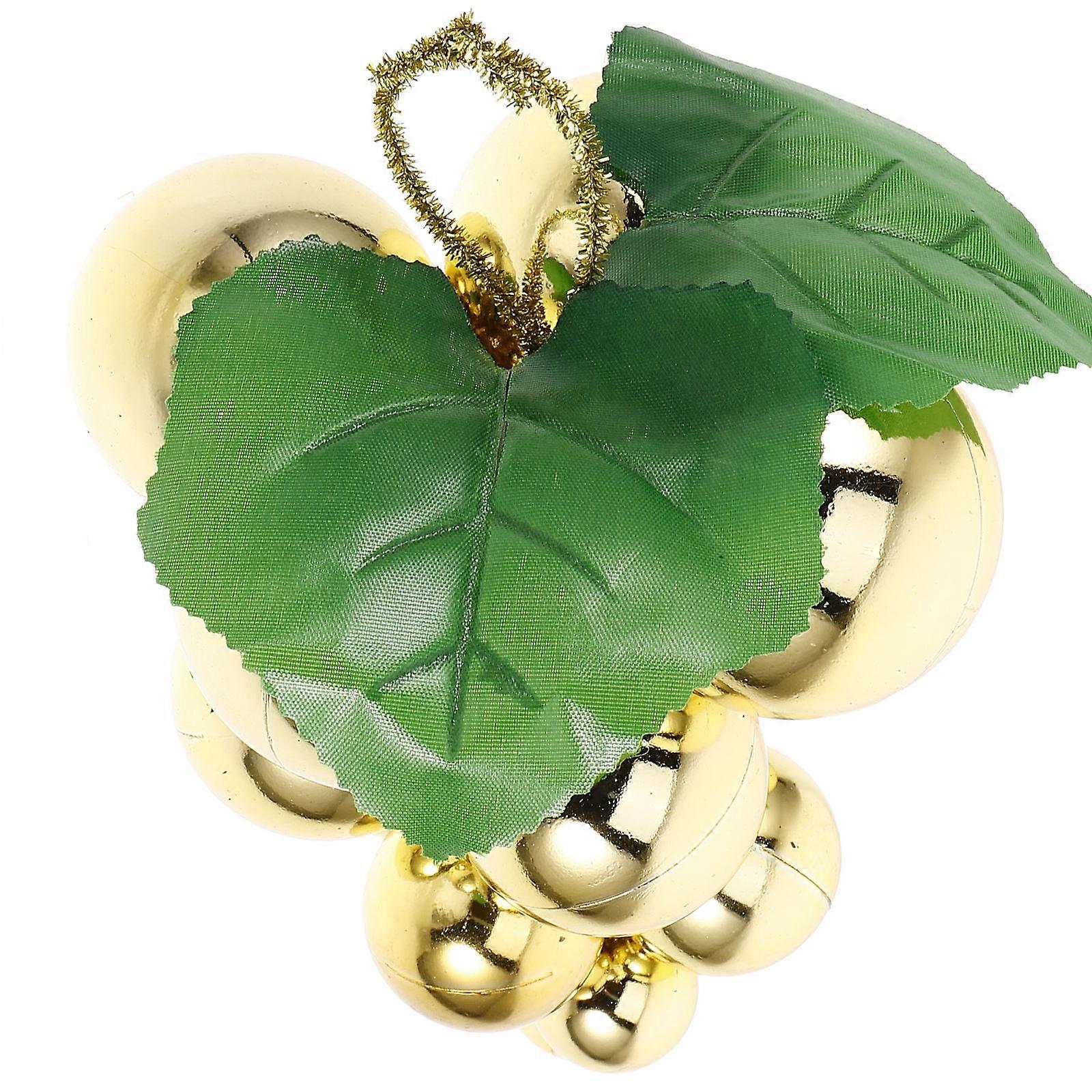 Fake Fruit Xmas Tree Grape Ornament for Decor 2Pcs Plastic Golden