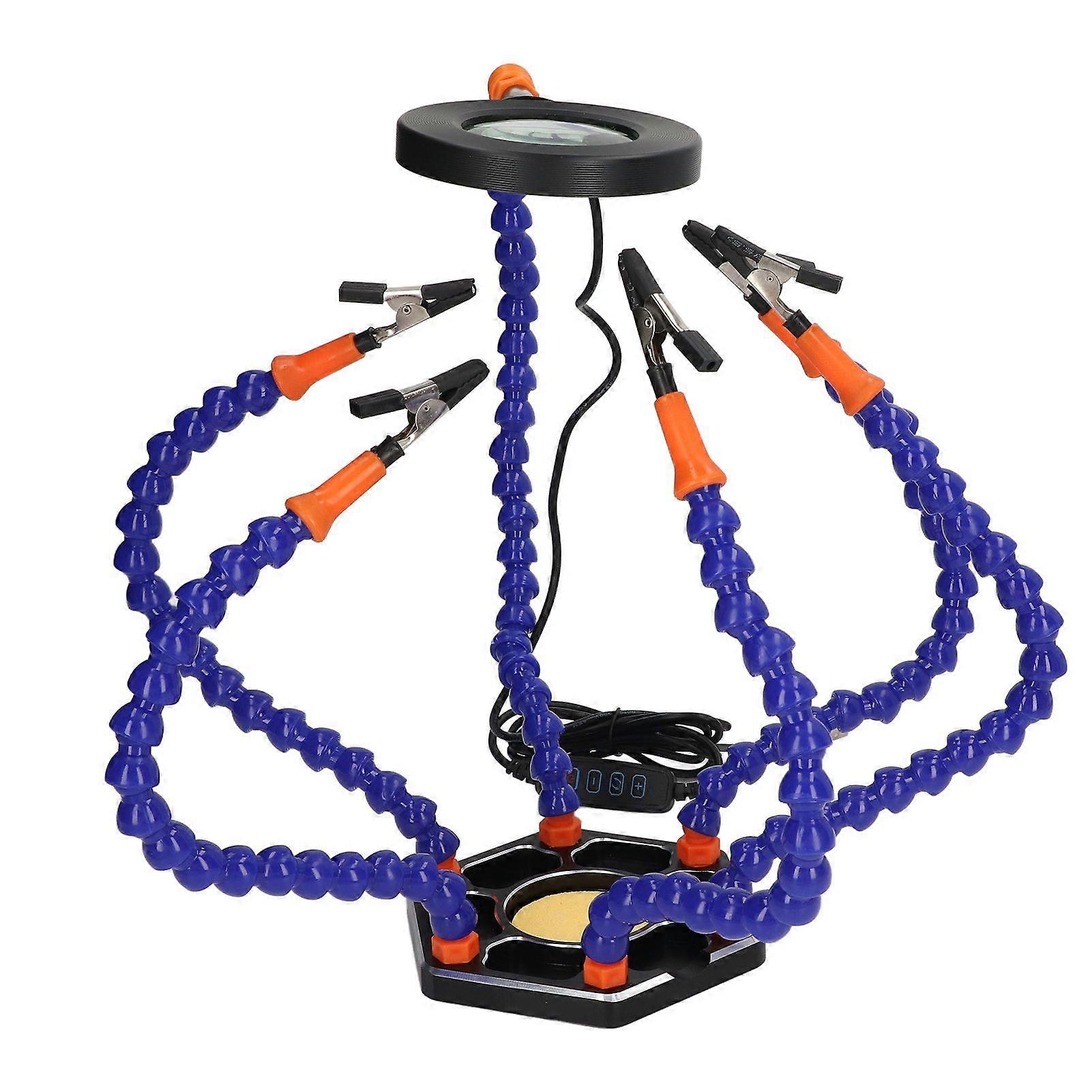 Soldering Station Multifunctional Soldering Tool with 6 Flexible Arms 3X Magnifying Glass