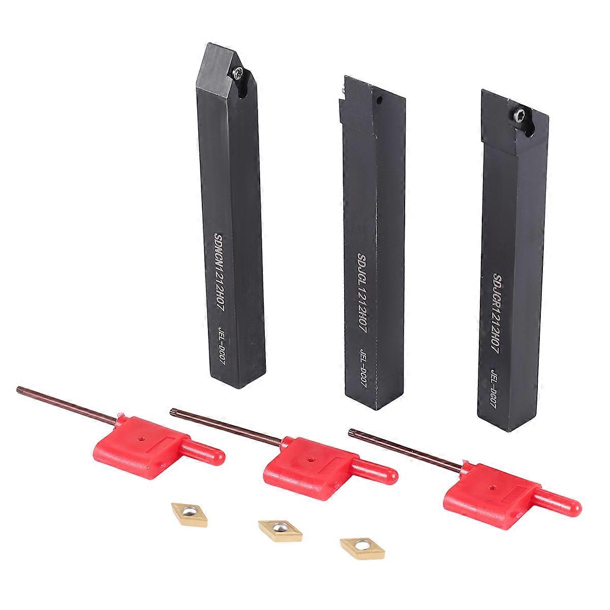 3Pcs 1/2 inch CNC Lathe Carbide Turning Tools Indexable Holder Set