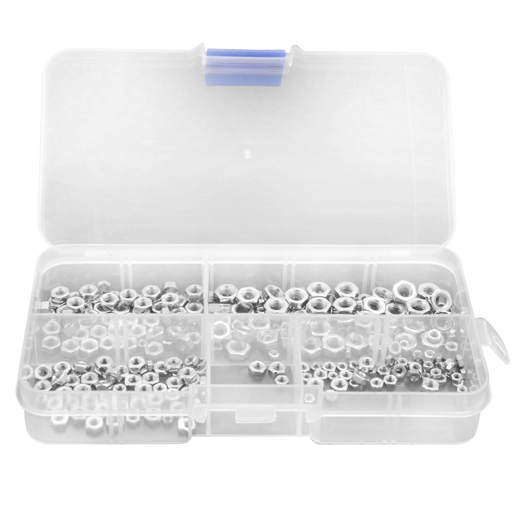 250 pcs/set M1.6 M2 M2.5 M3 Acier au carbone Écrou hexagonal Kit d’assortiment Écrous hexagonaux Filetage métrique Assortiments
