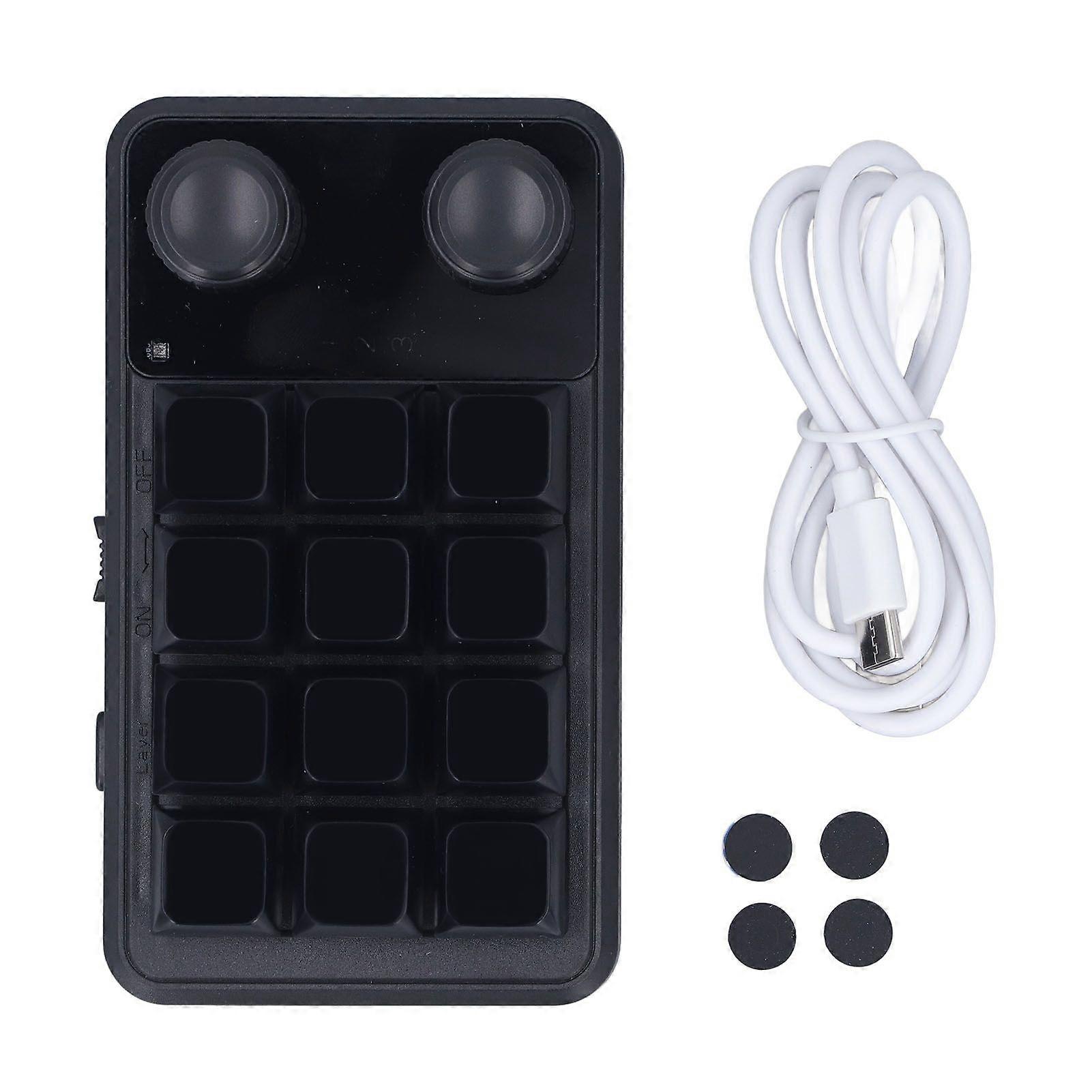 12 Keys Keyboard with RGB Light Dual Knobs Type C BT 2.4G Wireless Blue Switch Keyboard Programming Macro and Software