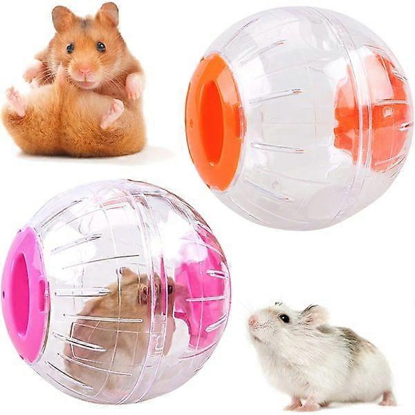 2 Pack Hamster Balls, 12cm Transparent Running Ball, Pink