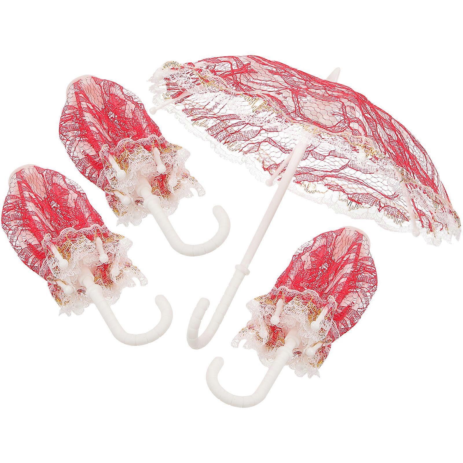 Wear-Resistant Mini Umbrellas Plastic Doll Umbrellas for Decoration 16Pcs