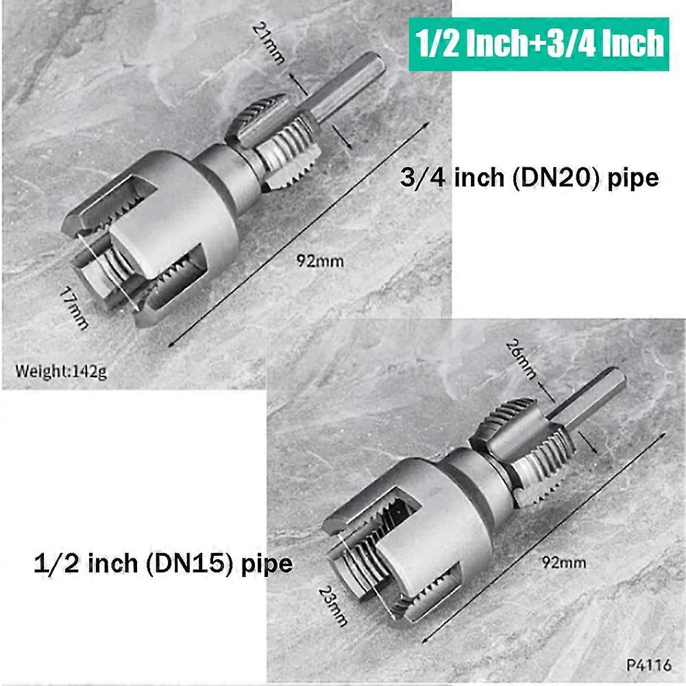 Integrated Internal & External Thread Pipe Threading Tool for 1/2" 3/4" PPR PVC Pipe Integrated Die Water Pipe Opener Threading