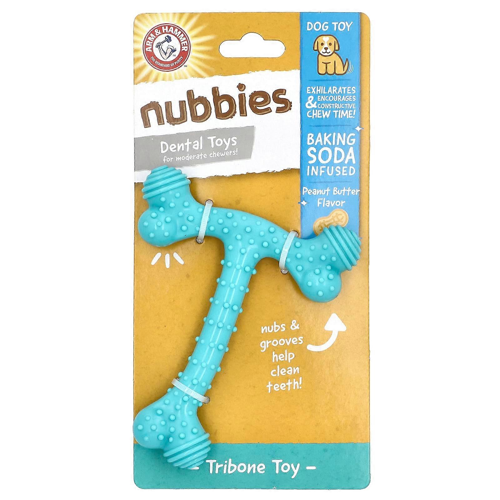 Nubbies, Dental Toys for Moderate Chewers, Tribone, Peanut Butter, 1 Toy