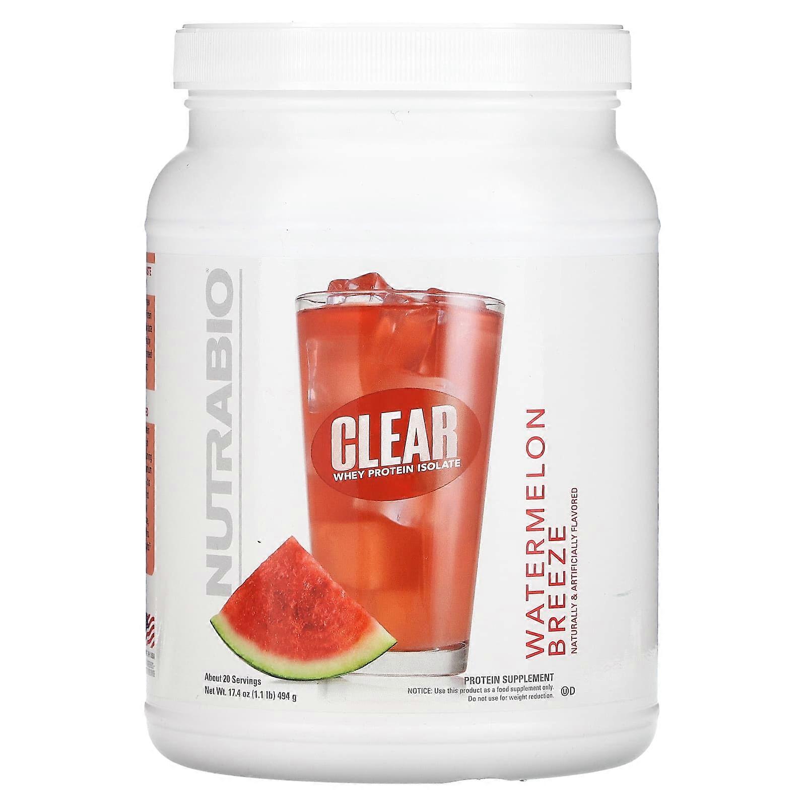 Clear Whey Protein Isolate, Watermelon Breeze, 1.1 lb (494 g)