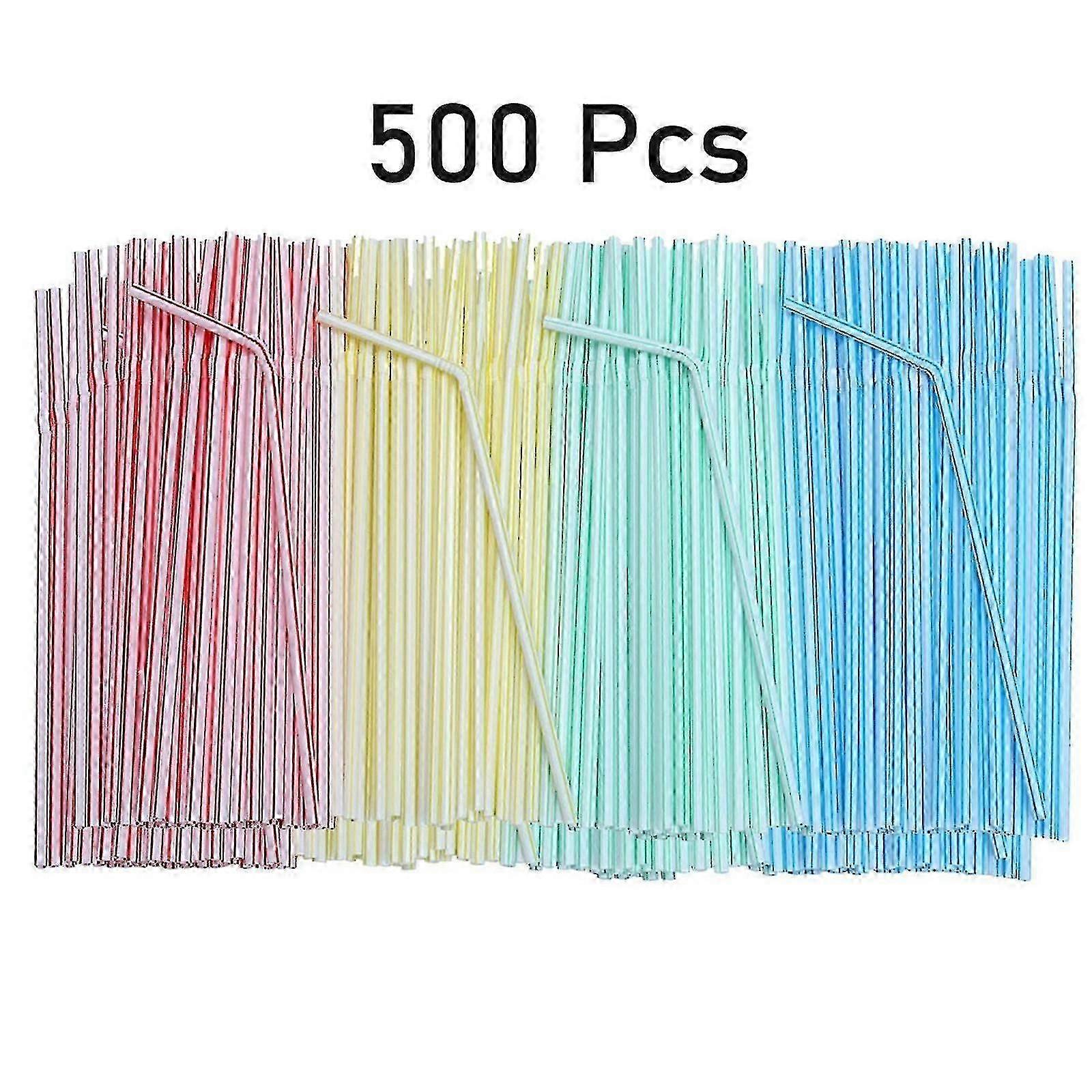 500 Plastic Drinking Straws 8 Inches Long Multi-Colored Striped Bedable