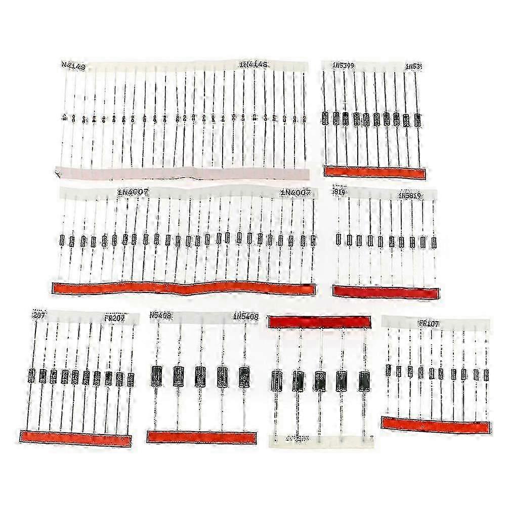100pcs Schottky Diode Kit with 1n4148 1n4007 1n5819 1n5399 1n5408 1n5822 for Fast Switching Circuits hwy