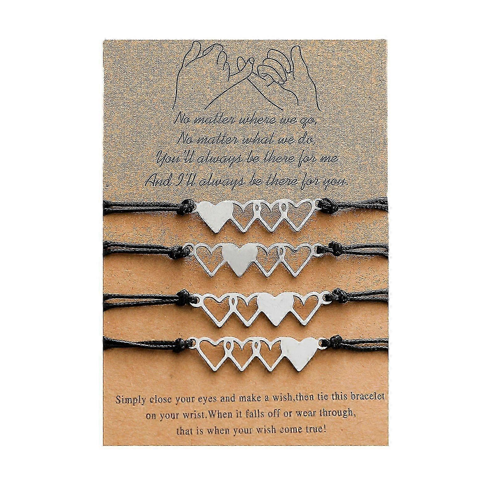 4個セット姉妹カード編組ブレスレット家族姉妹ママと娘