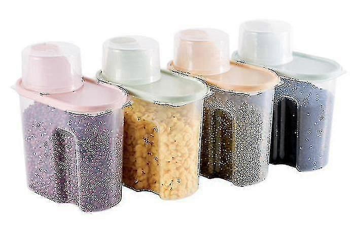4pcshousehold Transparent Grain Storage Tanks, Kitchen Storage Boxes, Plastic Sealed Tanks
