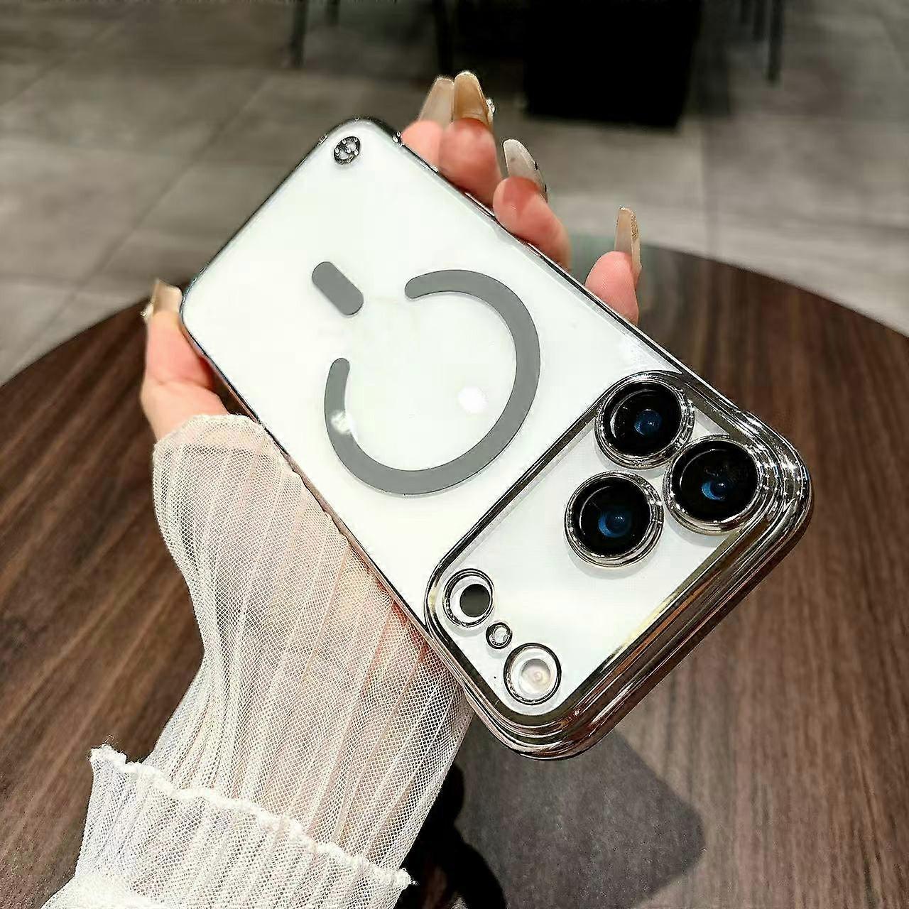 For iPhone 17 Pro Max Electroplating Frameless Case Compatible with MagSafe TPU Shockproof Phone Cov