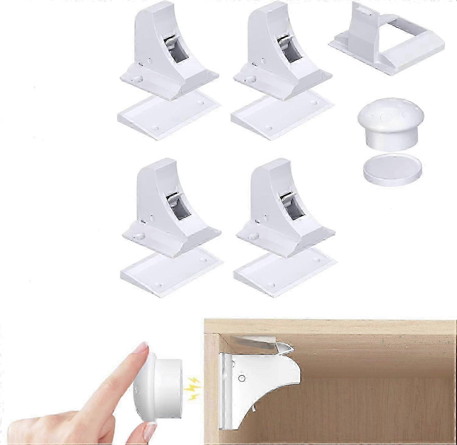 New 4 And 1 Keys Magnetic Cabinet For Baby Safety, Invisible Lock, Prevention Finger, Suitable For Drawer And Cabinet, Daily Use