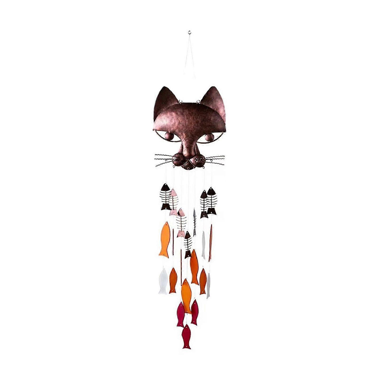 Metal cat fish wind chime pendant