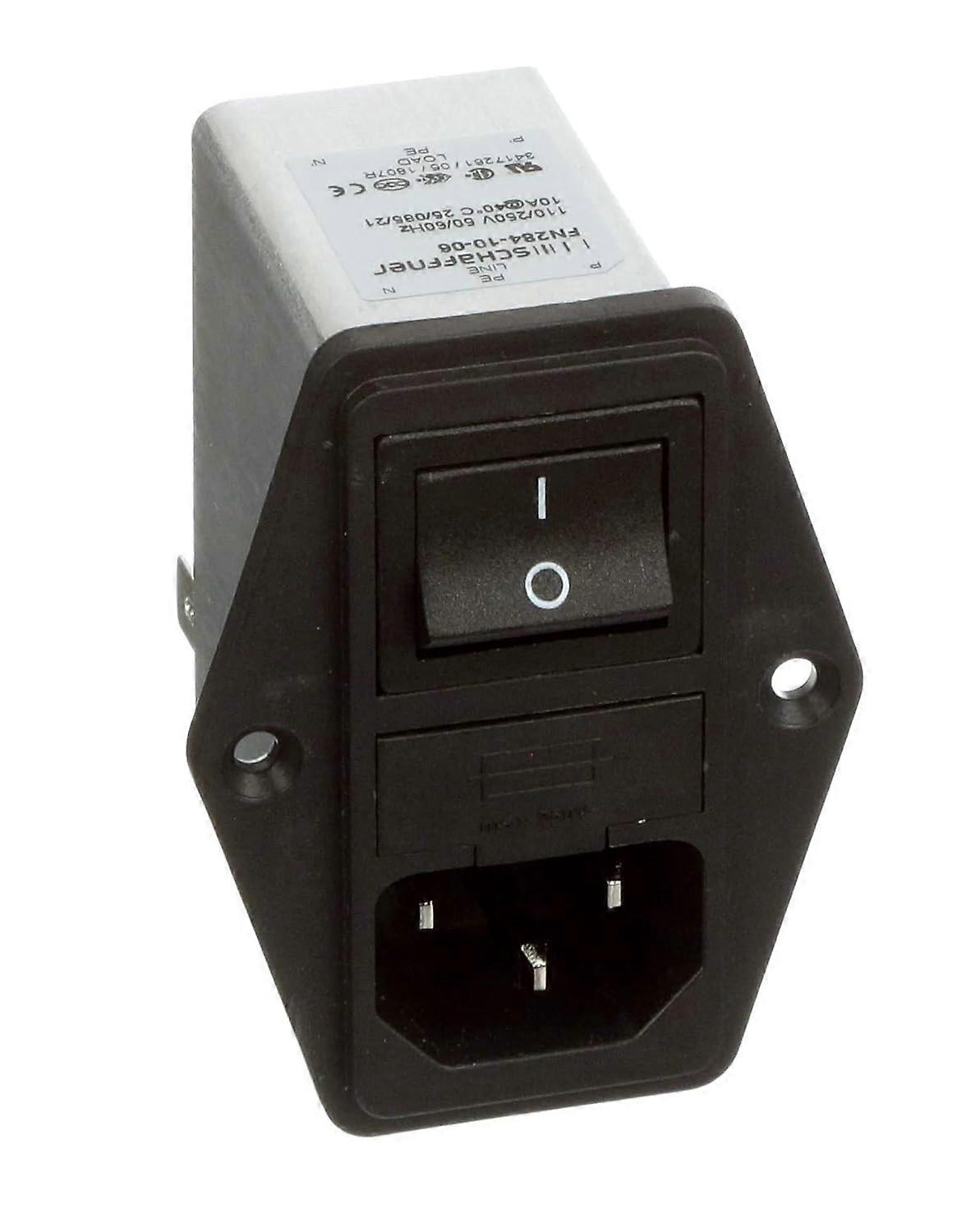 FN284-10-06, Inlet Filter Switch & Dual Fuse 250VAC, 10A, Mounting Left/Right