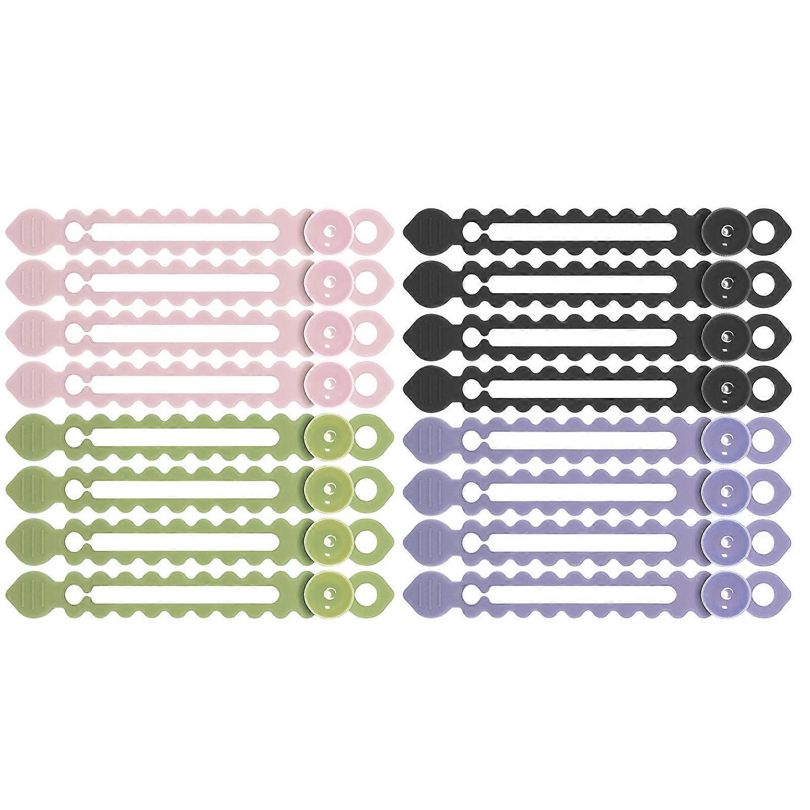 1 Set Reusable Silicone Cable Ties with Suction Cups Detail, Wall Mounted Cord Organiser for Home Car Office Use Multicolor