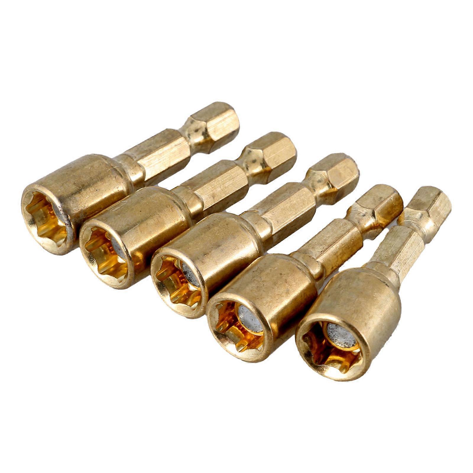 5pcs Socket Adapters Magnetic Nut Driver Bit Heat Treated Magnetic Nut Driver Rusts Resistant,Appealing Appearance Multicolor