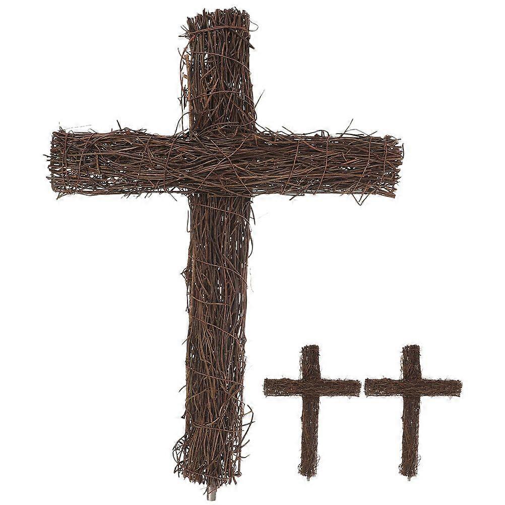 3pcs Cross Shape Wreath Christmas Rattan Wreath Easter Cross Wreath DIY Wreath Frame