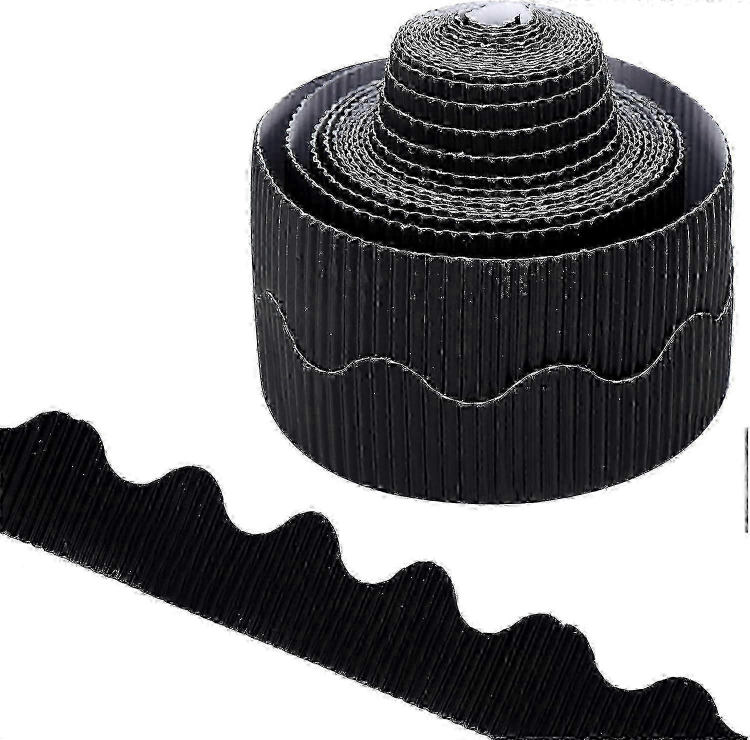 15M/Rolls Corrugated Display Borders for School Classroom Decorations,Black Border Rolls for Displays Border Rolls Corrugated Backing Paper for W