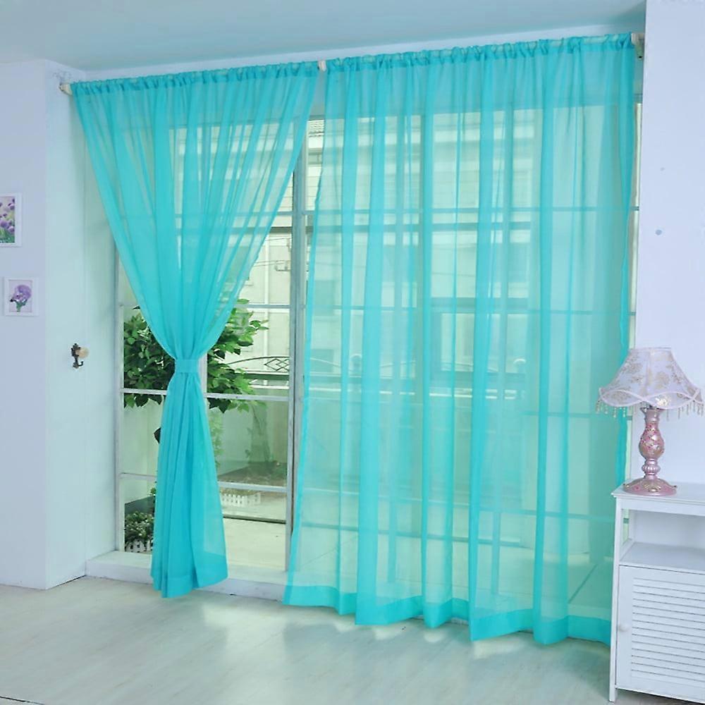 Fankiway Pure Color Tulle Door Window Curtain Drape Panel Sheer Scarf Valances