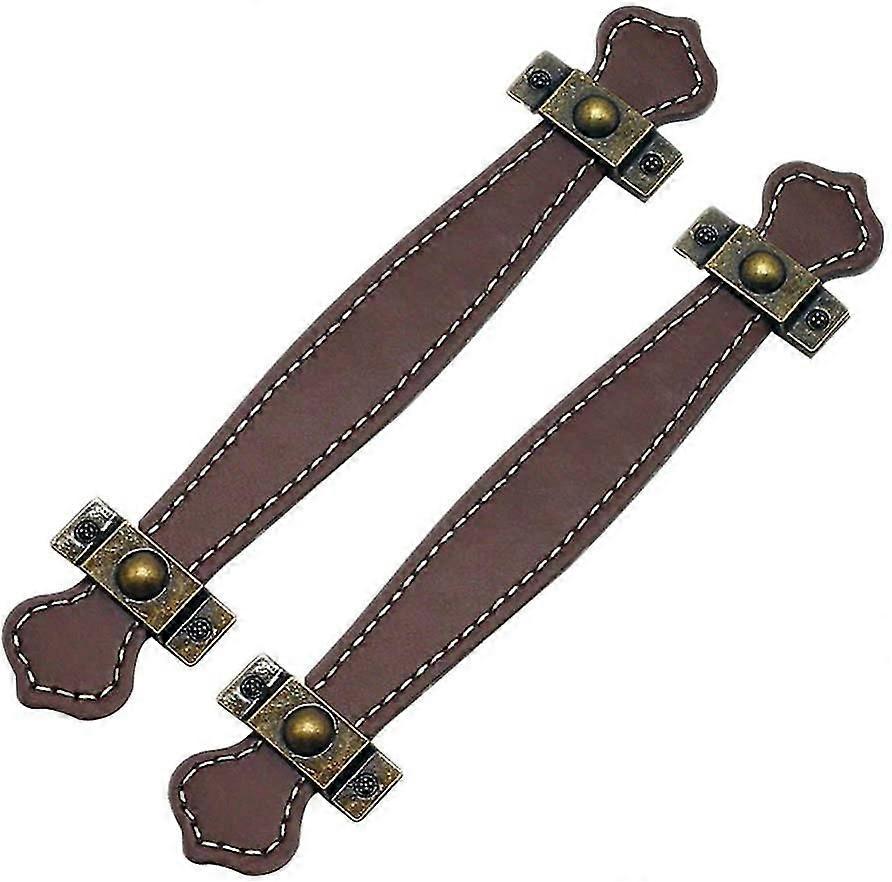 Leather Drawer Pulls Vintage Practical Suitcase Handles Leather Pull Handles2pcs-brown