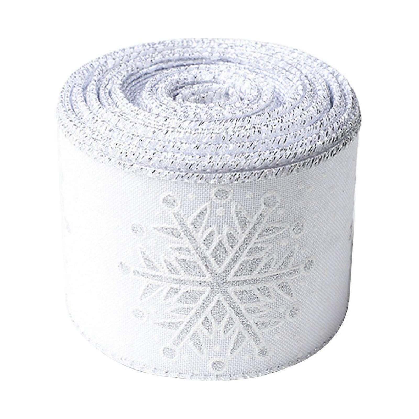 Yakbaofuo 10yd Christmas Ribbon, Snowflake Print Polyester Ribbon, Compatible with Christmas Tree & Gift Packaging Decorations