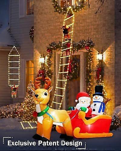 Christmas Ladder Lights, 9.9Ft Santa Claus Climbing Lights, 338 LED, 8 Modes, Timer Memory Function, Mains Powered for Indoor Outdoor Xmas Tree Balcon