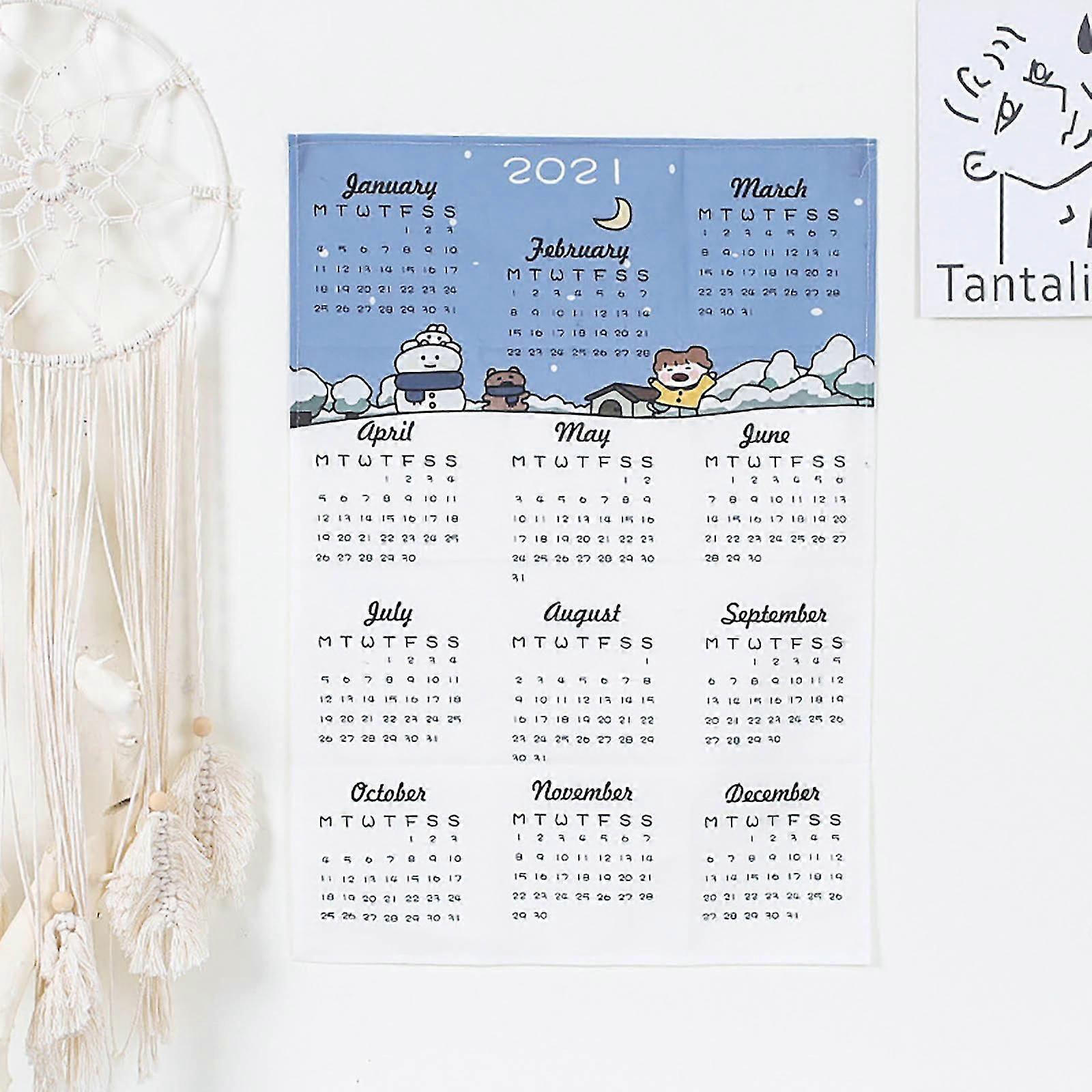 2021 Kalender Gobeläng Pojke Flicka Sovrum Bakgrundsduk VäggDekoration