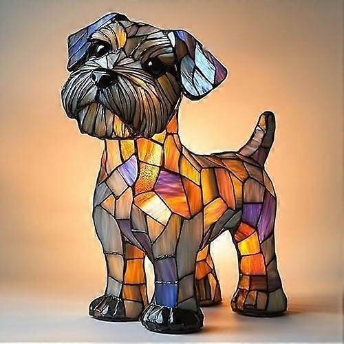 Lamp LED Table Lamp Stained Resin Tabletop Night Light Warm Ambient Glow Gift For Dog Lovers