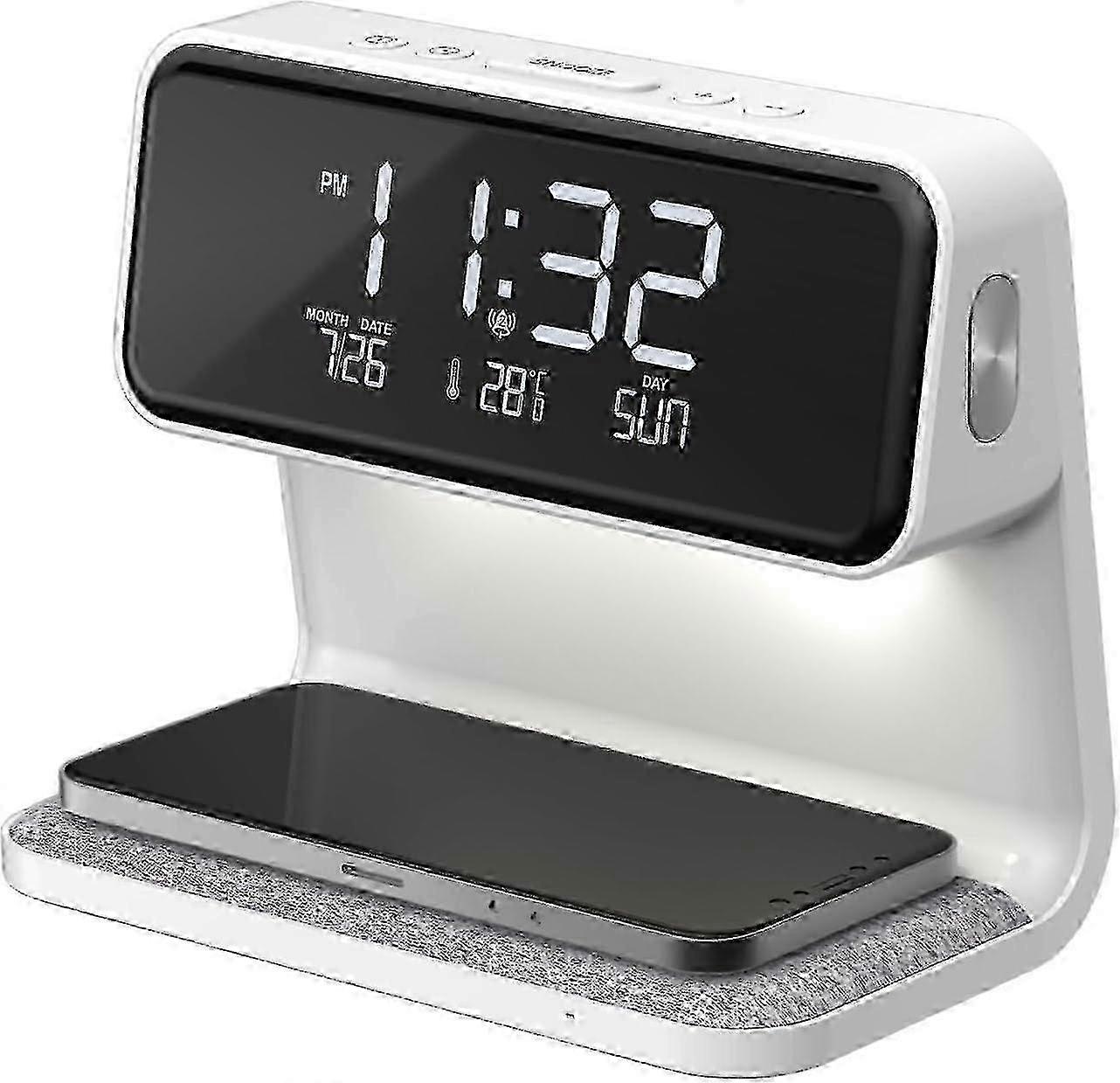 Alarm Clock With Wireless Charging, Bedside Lamp With 3 Brightness Levels And Digital Snooze Alarm Clock For Bedroom z