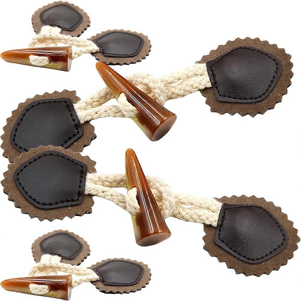 4 Pairs of Toggle Buttons Leather Clothing Toggle Buttons Retro Clothes Buttons Coat Buttons
