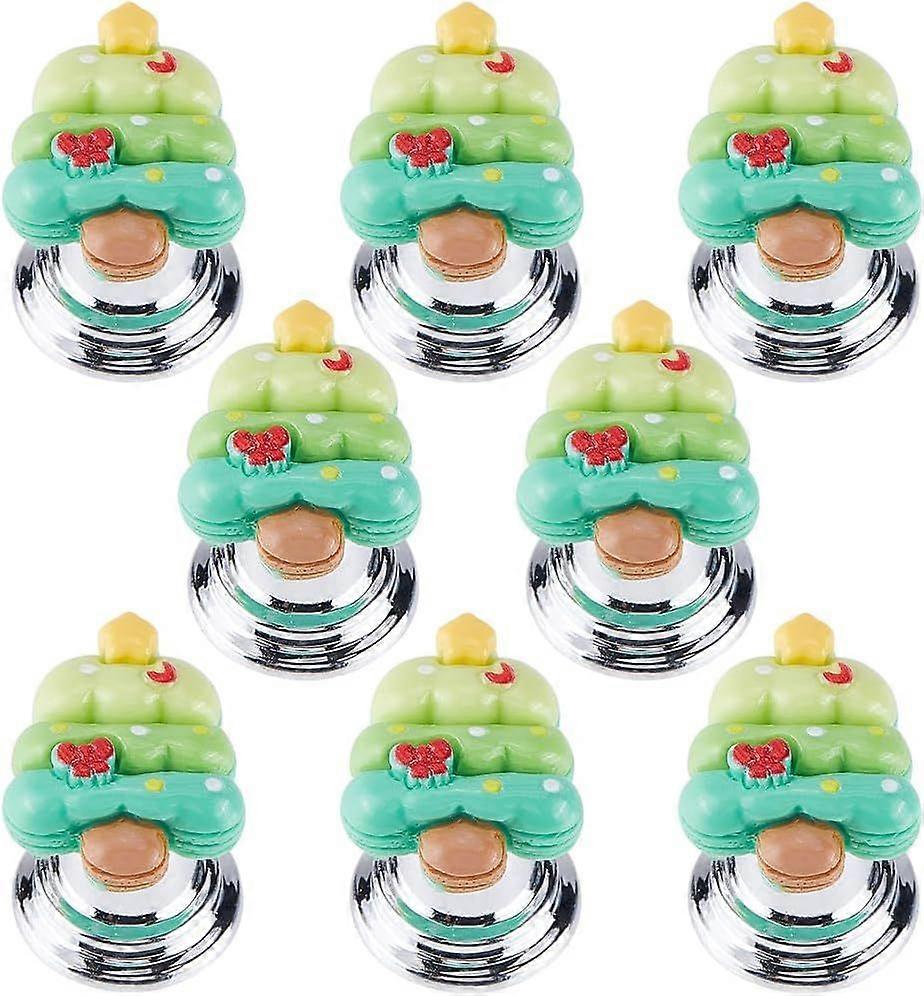 8PCS Toilet Button Christmas Tree Shaped Replacement Resin Flush Toilet Top Water Push Buttons Toilet Seat Lid Lifter Press Helper Accessories Tool fo