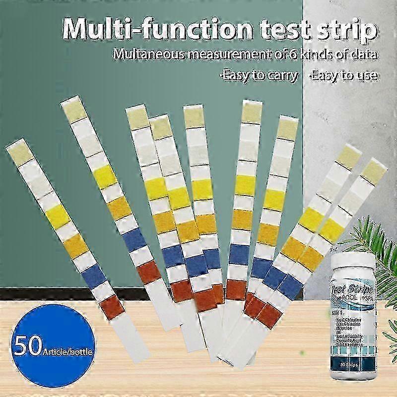 m 50 Pcs/Bottle 6 In 1 Multi-Functional Swimming Pool Water Quality Test Strip