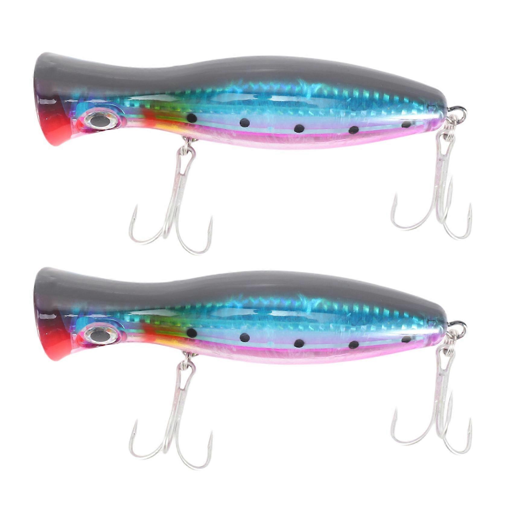 2Pcs Popper Fishing 3D with Treble Hooks 12cm 42G Topwater Hard Lure Soft Isca Artificial Fishing Lu