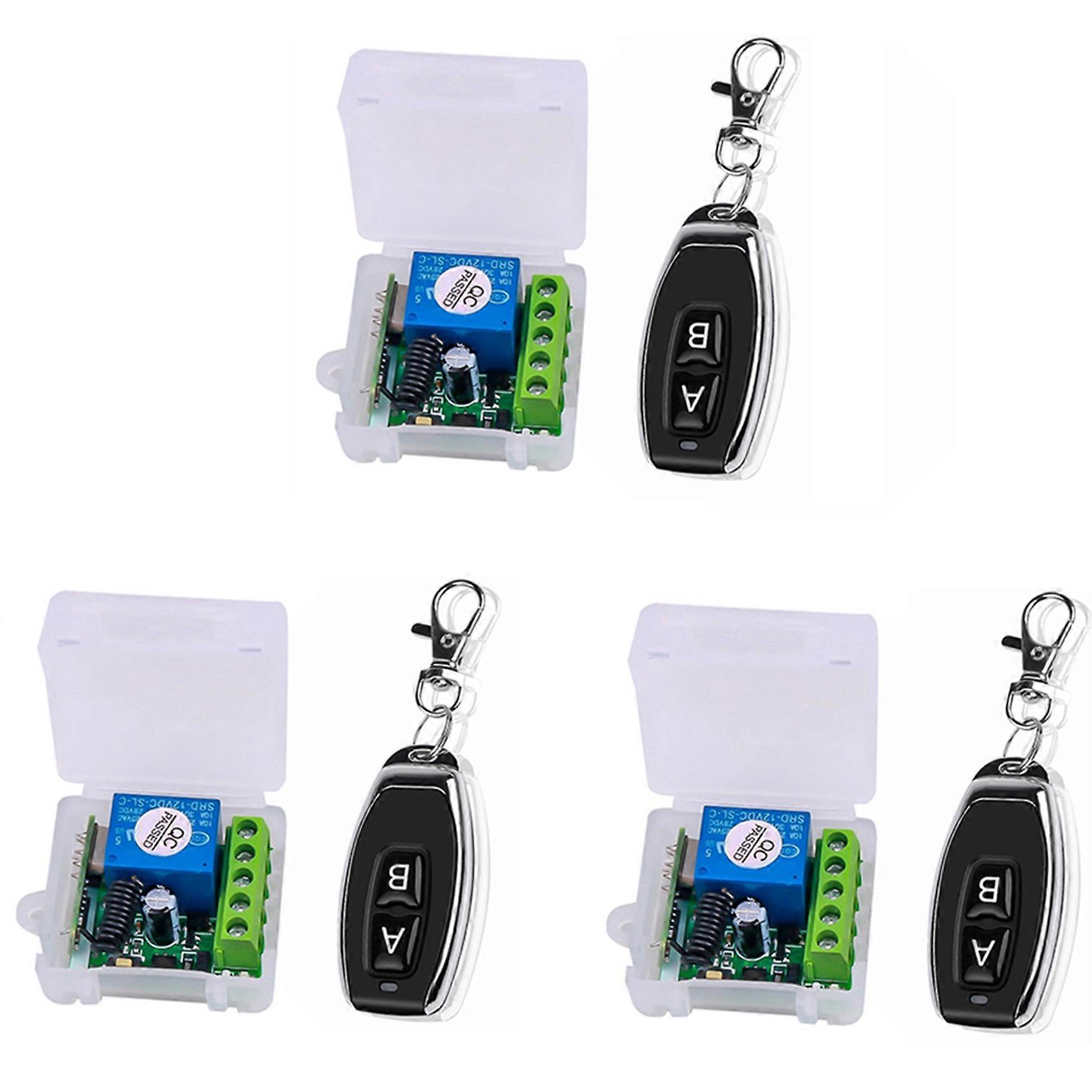 3X DC 12V Single Channel Relay Module Universal Wireless Switch Relay Receiver + 2 CH Remote Control