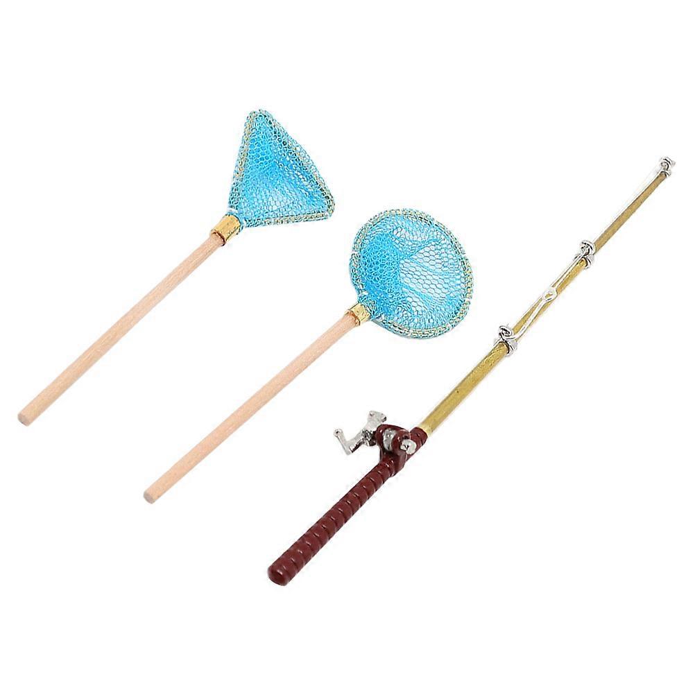 Small Fishing Rod Doll Fishing Pole Portable Feature Assorted Color For Indoor Display 1 Set