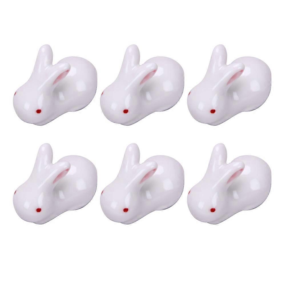 Eease Bunny Characters 6pcs Rabbit Ceramic Chopsticks Stand for Easter Party